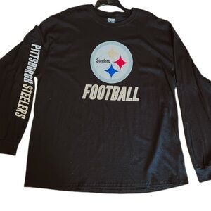 NFL Pittsburg Steelers Long Sleeve Junk Food Clothing Black Graphic Tee Mens XXL